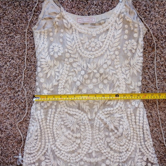 SANA SAFINAZ Cream Embroidered Dress with Pearls | Silk-Lined Size – Small - Picture 5 of 7
